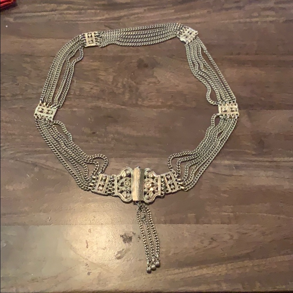 Silver metallic belt